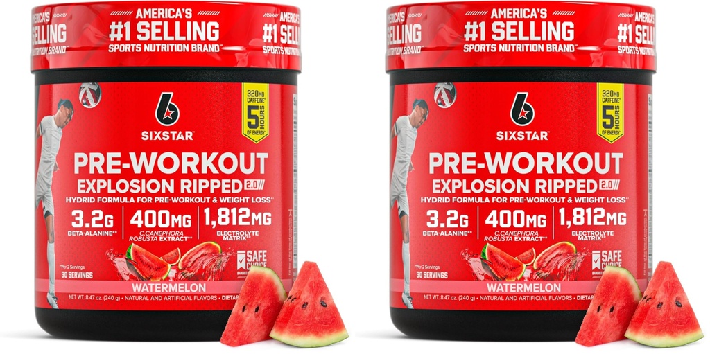 Six Star Pre-Workout Blast,Watermelon (30 hizmet)-Perworkout Energy Toz Supplement for Men & Women-Pre Workout Drink Mix with Kretine&Beta Alanine-Sports Beslenme Ürünleri, (Pack of 2)