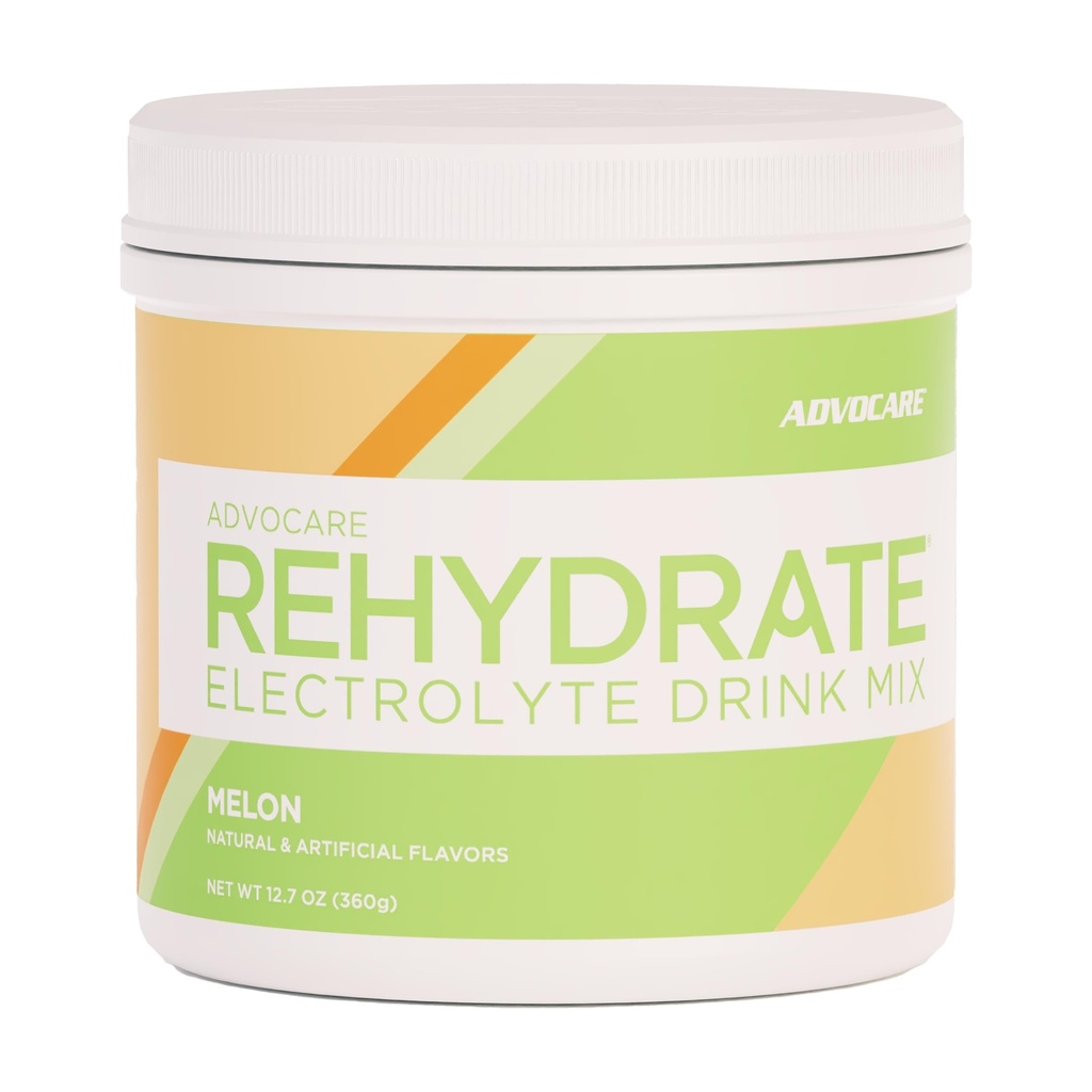 AdvoCare Rehydrate - Electrolyte Drink Mix - Includes Magnesium, Sodium, Potassium & Calcium - Antioxidant & Amino Acid Fortified - Supports Hydration & Recovery - Melon, 12.7 oz