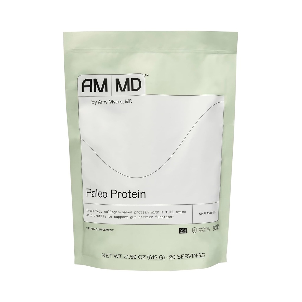 Amy Myers MD The Myers Way Paleo Protein Unflavored - Supports Gut Barrier Function & Daily Protein Needs - Collagen-Based, Grass-Fed - 21.59 oz (20 Servings)