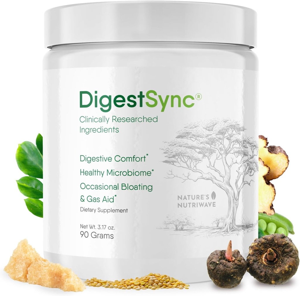 DigestSync Digestion Supplement for Gut Health - Natural Toz for Digestive Support, Kadınlar ve Erkekler için Bloating Relief, 100% Doğal Yeşil Toz - 1 Ay Supply