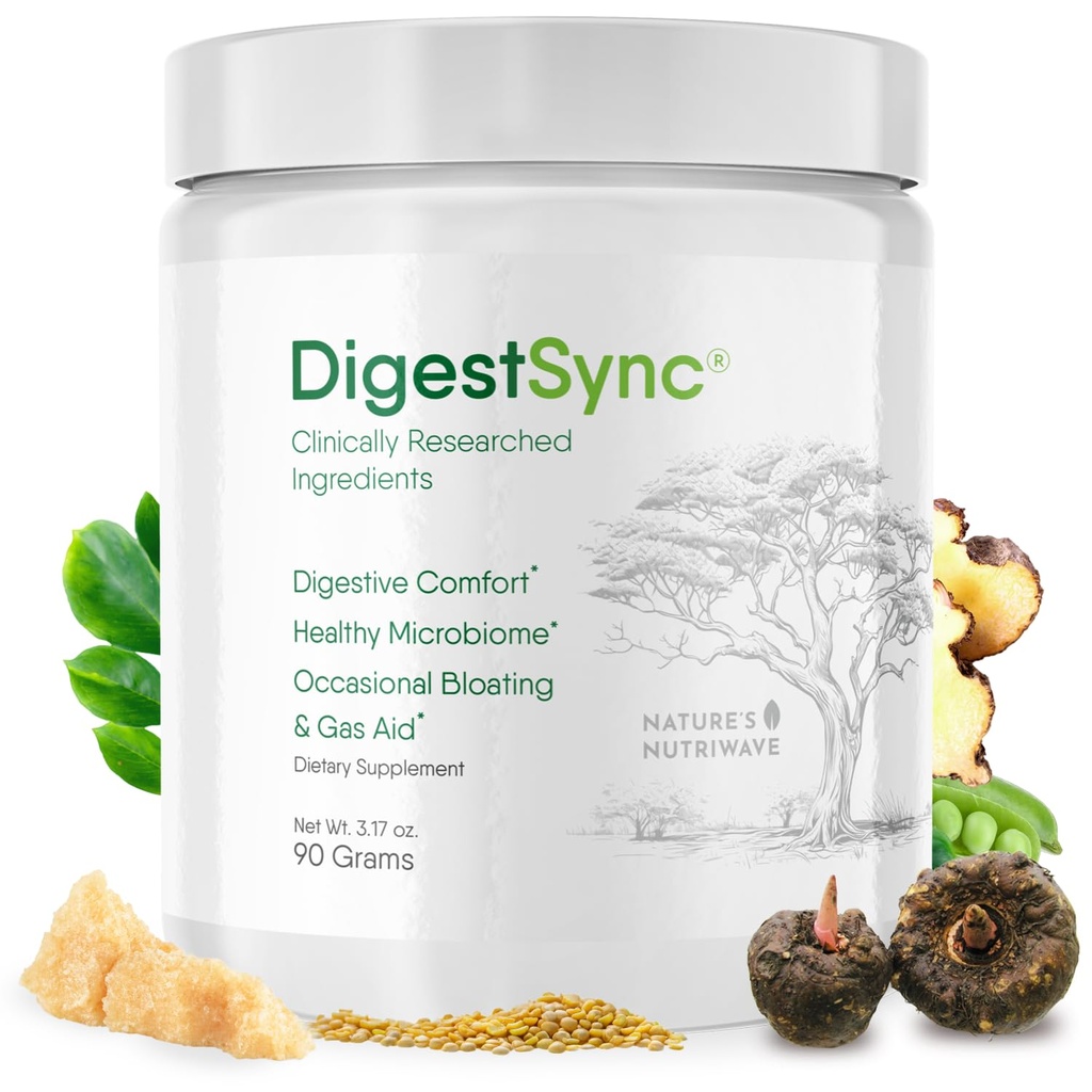 DigestSync Digestion Supplement for Gut Health - Natural Toz for Digestive Support, Kadınlar ve Erkekler için Bloating Relief, 100% Doğal Yeşil Toz - 1 Ay Supply