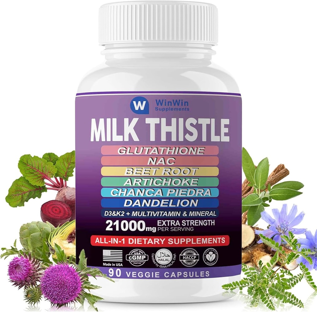 Süt Butle Supplement 15000 mg Organik Artichoke Chanca Piedra Dandelion Liver Protection Supplementins Glutathione NAC Beetroot Toz D3&K2 vitamin Mineral (29-IN-1) Made In USA