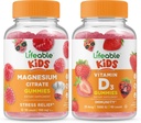 Lifeable Magnezyum Kids + Vitamin D Kids, Gummies Sche - Great Tasting, Vitamin Supplement, Gluten Free, GMO Free, Chewable Gummy Gummy