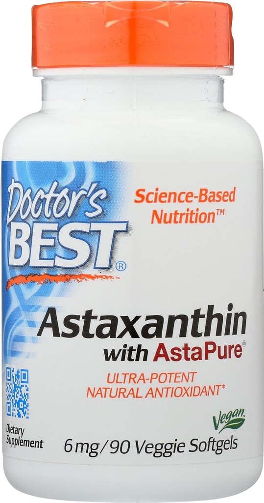 Doktorlar AstaPure 6 MG ile En İyi Astaxanthin, Non-GMO, Vegan, 90 Softgel (Pack of 1)