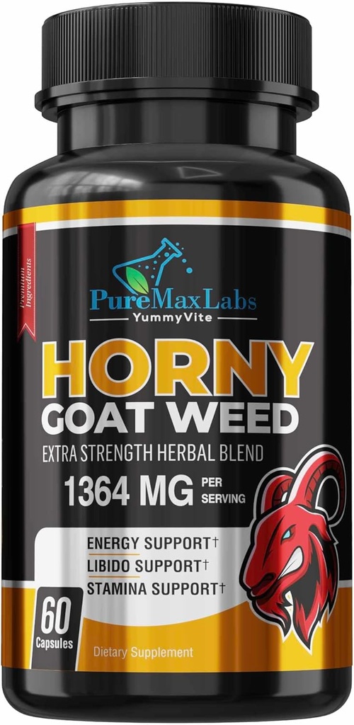 Horny Goat Weed Extra Strength w. Maca, L-Arginine, BTC, Boost Performansı, Stamina, Enerji, Non-GMO, 60 Capsules