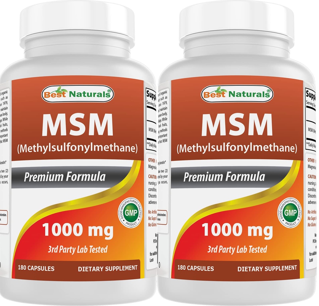 Best Naturals MSM 1000 mg 180 Capsules (180 Count (Pack of 2))