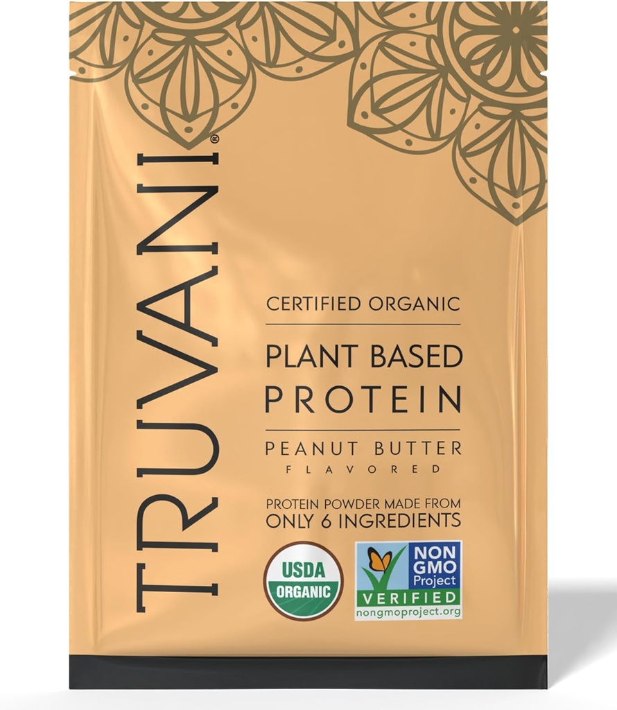 Truvani Vegan Pea Protein Toz | Peanut Butter | 32.7g Organik Bitki Temel Protein | 1 Hizmet | Keto | Gluten & Dairy Free | Low Carb | No Ek Olmayan Şeker