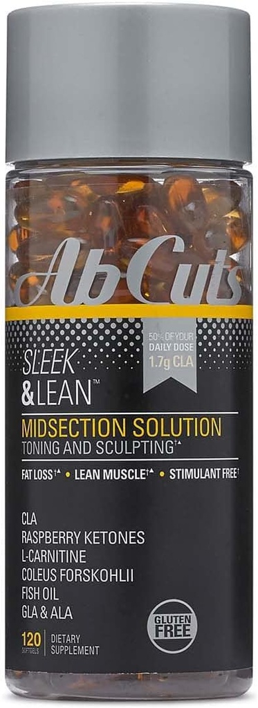 Sleek ve Lean - 120 Easy-to-Swallow Softgels - CLA Supplement, Fish Oil, Flaxseed Oil, L-Carnitine - Antioksis Supply