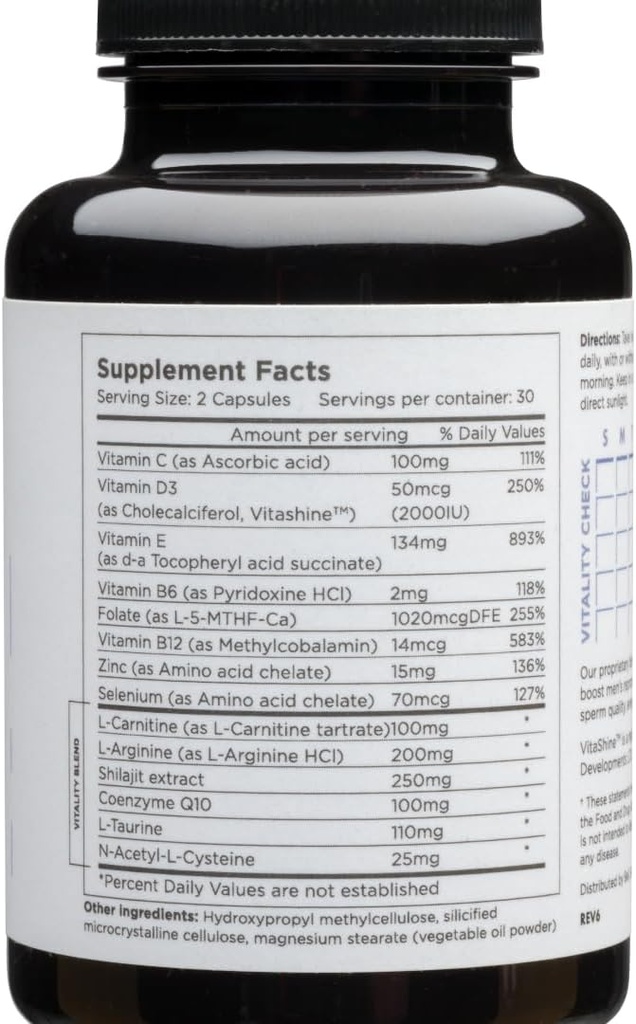 Beli Men Prenatal Multivitamin Preconception Fertness Support, Geliştirilmiş sperm Sağlığı, sperm Kont & Motness, testosteron, 60 Capsules with Vitamin E, B6, B12, çinko, Folate & CoQ10, 30-Day Supply