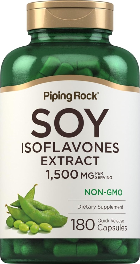 Piping Rock Soy Isoflavones | 1500 mg | 180 Capsules | Non-GMO, Gluten Free Extract Supplement Supplement Supplement