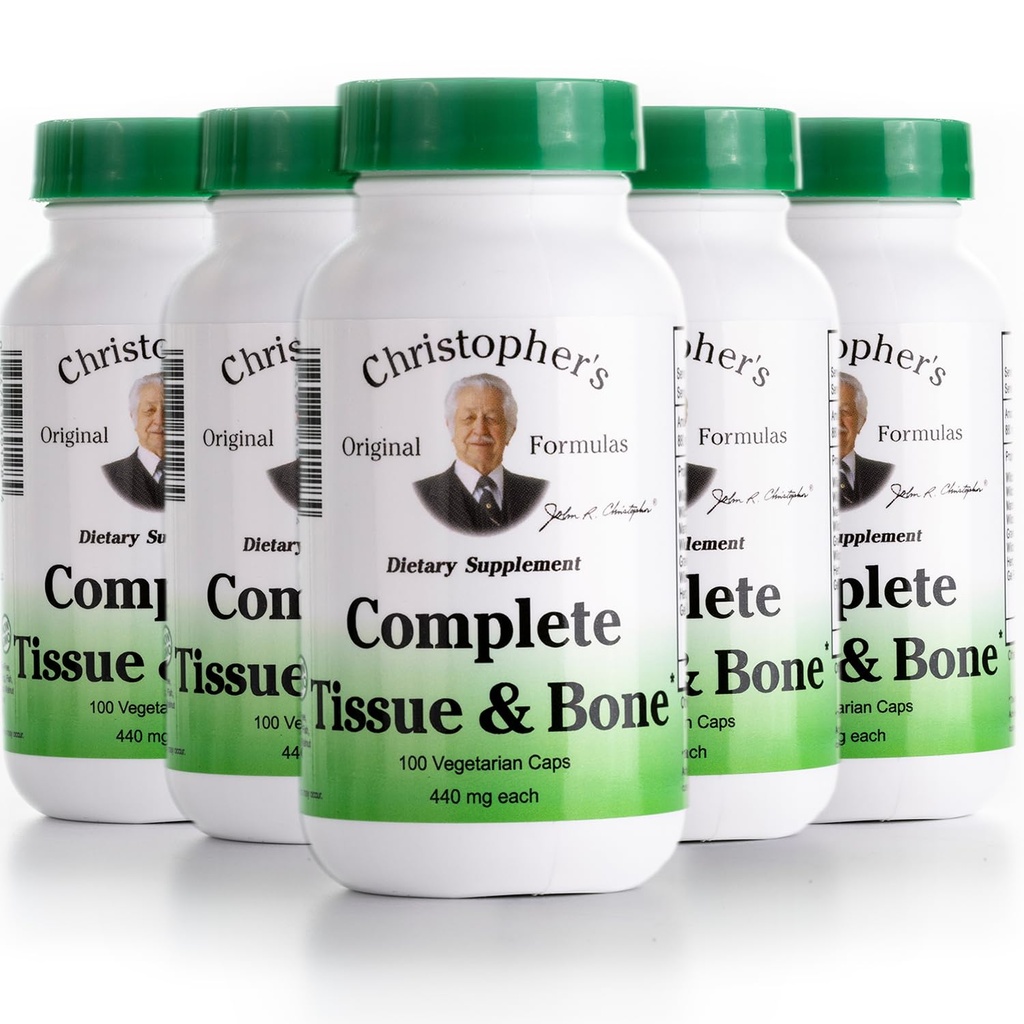 Christopher's Original Formulas Complete Tissue & Bone Formula – 100 VCaps | Herbal Support for Bones & Connective Tissue - Pack of 5
