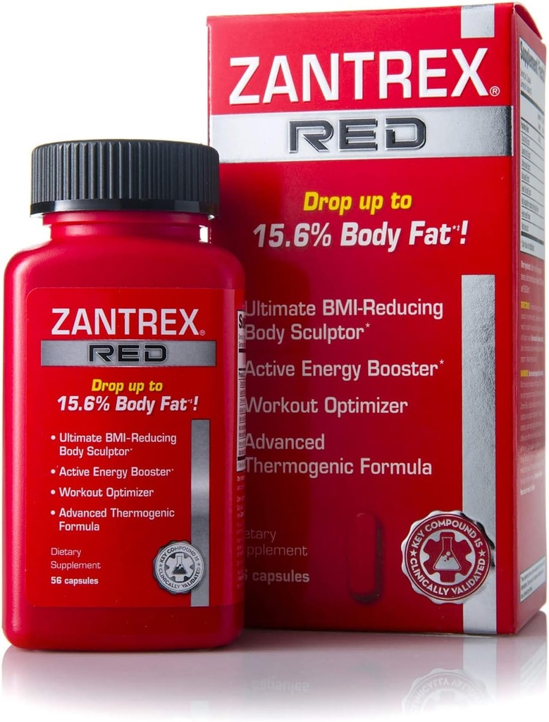 Zantrex Red Fat Burner & Active Energy ATM Supplement | Destekler Body Sculpting, Artan Focus & Workout Performansı | 56 Capsules