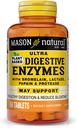 Mason Natural Plant-Based Ultra Digestive Enzymes, Bromelain, Lactase & Papain, Destekler Digestion & Bloating Relief, 60 Capsules, 3 Paket