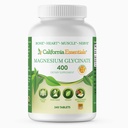 Magnezyum Glycinate 400 - Kas Relief, Bone & Heart Support -Vegan, Non-GMO, Gluten-Free 240 Tabletler (Servings 120, Servis Boyutu (2) 200 mg Tabletler)
