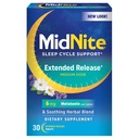 MidNite Extended release Medium Dose, 6 mg Melatonin Sleep Aid, Non-Habit Form, Herbal Diyeter Supplement for Yetişkinler, Drug-Free, Gluten-Free, Lactose-Free, Vegetarian, Vegan, 30 Tabletler
