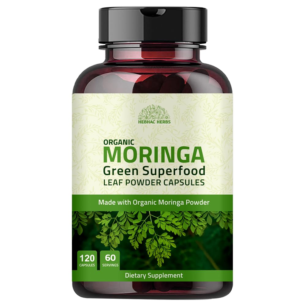 Organik Moringa Capsules 120 Capsules 1000 mg - Metabolism, & Immune Support Nutrient-Rich Superfood | Non GMO and Gluten Freefood