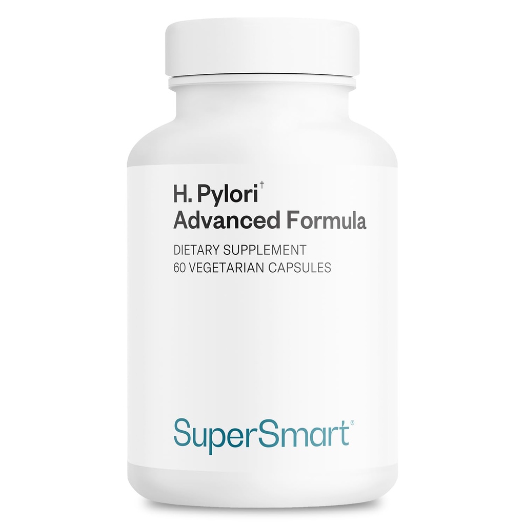 Supersmart H. Pylori Advanced Formula (Mastic Gum, Probiotics & Prebiotic) - Complete Action | Made in USA | Non-GMO & Gluten Free - 60 Vegetarian Capsules