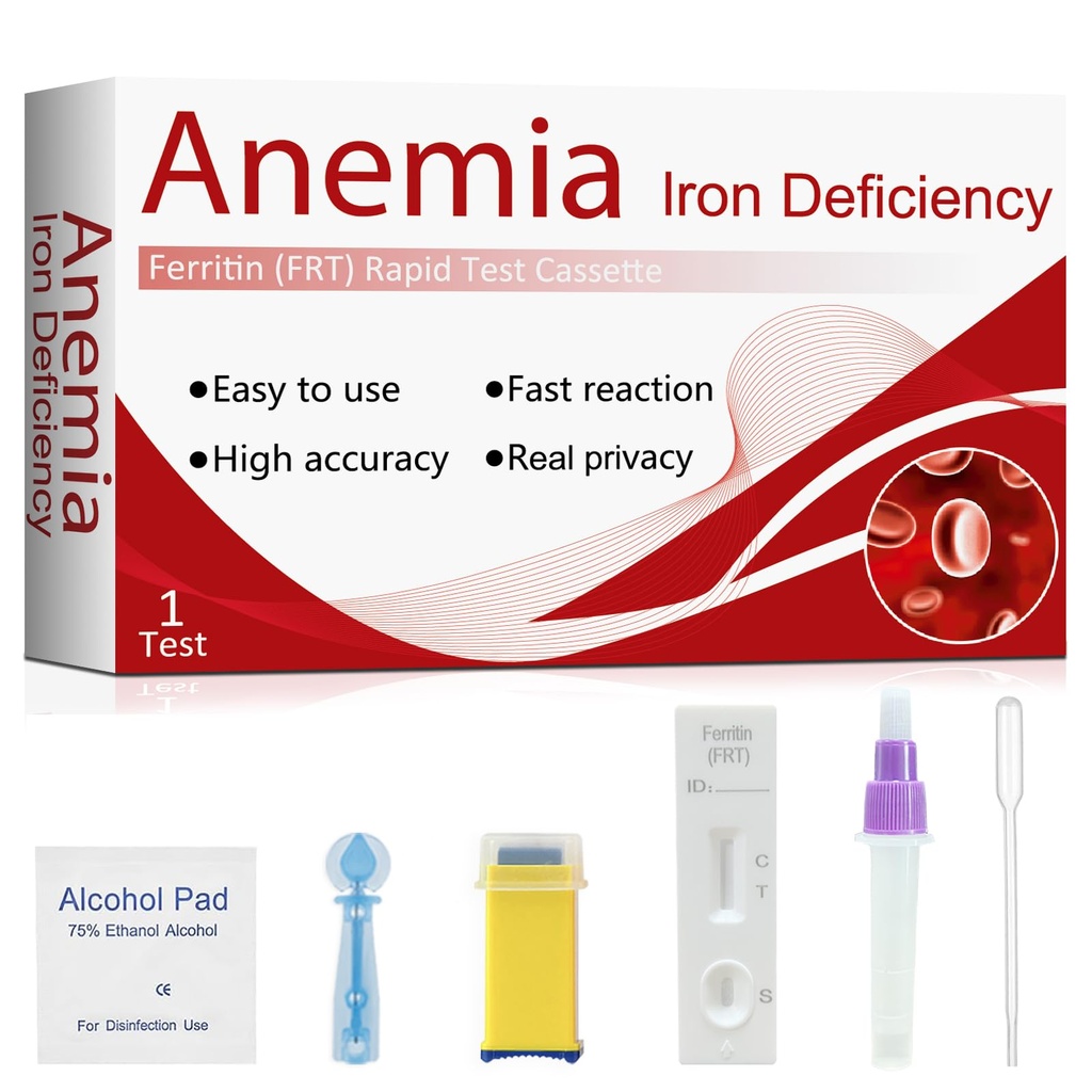 Iron Deficiency Test Kit – Accurate & Easy at-Home Test to Monitor Iron Levels, Suitable for Both Children and Adults（1Test）