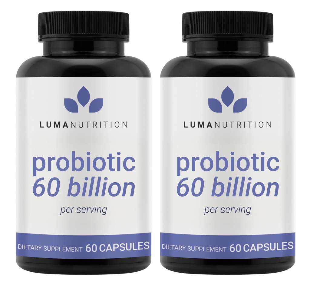 Luma Nutrition Probiotics 60 Billion CFU with Prebiotics - Probiotics for Women and Men - Formulated for Digestive Enzyme Health - Vegan & Gluten-Free - 60 Capsules (Pack of 2)