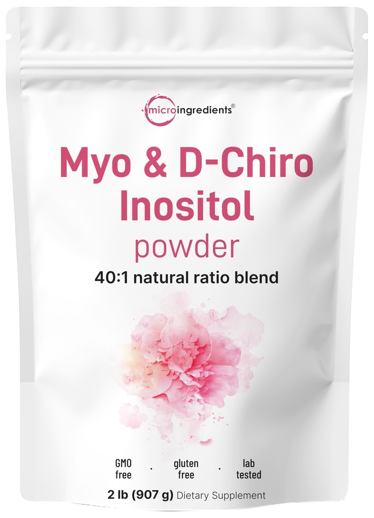 Micro Ingredients Myo-Inositol & D-Chiro Inositol Powder, 2lb (442 Servings) | 40:1 Ideal Ratio Inositol Supplement for Women | Supports Hormonal Balance & Ovarian Health | Non-GMO, Vegan, Filler-Free