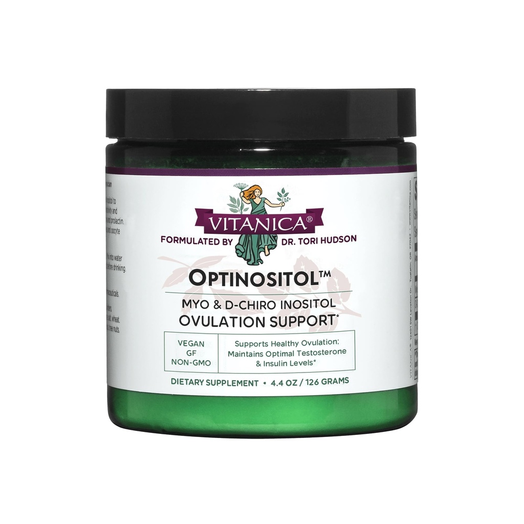 Vitanica Optinositol, Dr Formulated Myo-Inositol & D-Chiro Inositol Powder 4100 mg, 30 Day Supply, Ovulation and Fertility Support Supplement for Women, Gluten Free, Non-GMO, Vegan, 4.4 Ounce