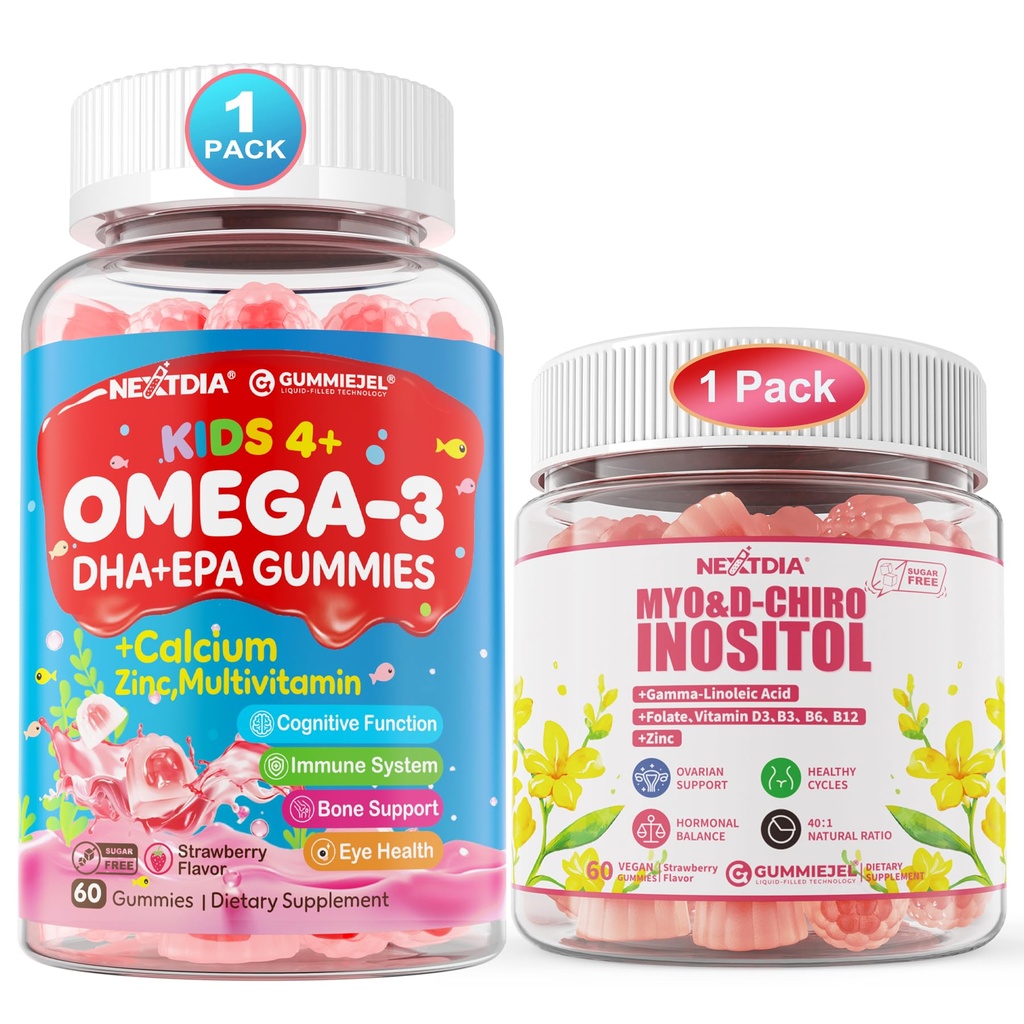 Nextdia Inositol Gummies + Omega 3 (EPA/DHA) Gummies for Kids