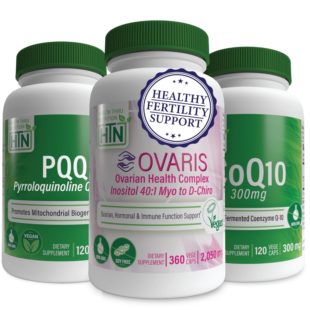 Fertility Support Kit Featuring Ovaris Ovarian Health Complex, CoQ10 and PQQ