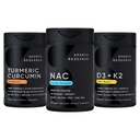 Sports Research® Vitamin D3 K2 with Coconut Oil, Turmeric Curcumin C3 Complex Softgels with Bioperine Black Pepper Extract & Organic Coconut Oil and N-Acetyl L-Cysteine (NAC) 600mg Veggie Capsules