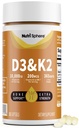 NutriSphere Vitamin D3 & K2 (MK-7) - 10,000 IU + 200 mcg Supplement D&K, Easy to Swallow, Supports Calcium Absorption - 365 Softgels (1 Year Supply)