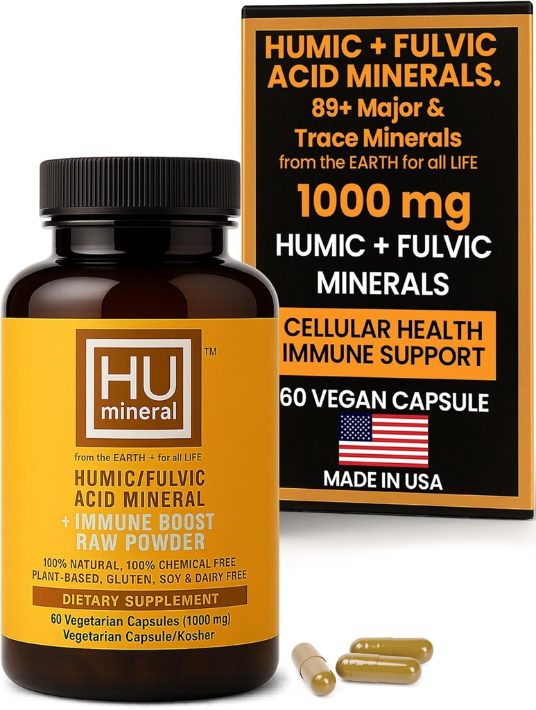 Humic & Fulvic Acid Supplement Capsules – Βιολογικό φυτικό συμπλήρωμα Fulvic με Fulvic-Humic Mineral Blend για Detox & Απορρόφηση 60 ct