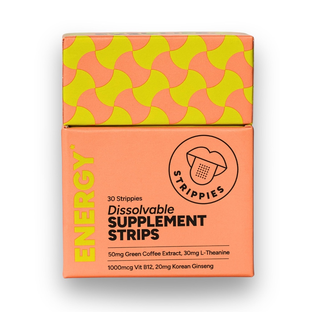 Energy & Focus Mint Strips – Natural Caffeine, L-Theanine, B12, Ginseng – Melt on Contact, Fast Acting, Jitter-Free Alternative with Nootropics – Fresh Mint Flavor On-the-Go – 30 Strips