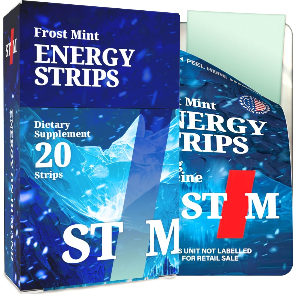 Frost Mint Fast Dissolving Oral Energy Strips (50mg Caffeine) | Instant Absorption Mouth Melts | Jitter-Free Focus, Stay Alert & Awake | Convenient Energy for Driving, Work & Travel | Fresh Breath