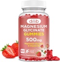 Magnezyum Glycinate Gummies 500mg - Çocuklar için Yetişkinler ve Magnezyum için B6 Vitamini - Calm for Magnezyum Sleep, Mood, Muscle Support - Strawberry Flavor, 60 Gummies