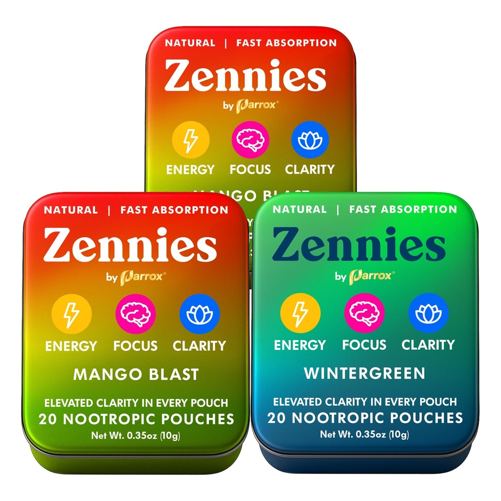 11 in 1 Caffeine Nootropic Pouches – 2 Pack Variety Mix (Wintergreen + Mango Blast) + Extra Mango Blast