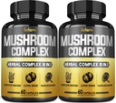 Satoomi 10in1 Mushroom Kompleksi Capsules Capsules - 4 Ay Supply - Lions Mane, Cordyceps, Reishi, Chaga, Maitake, Shitake & others - 2 Packs 60 Capsules