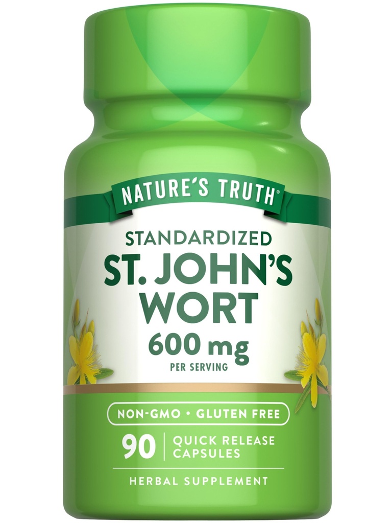 Nature's Truth St Johns Wort 600 mg | 90 Capsules | Standardized Extract | Non-GMO & Gluten Free Supplement Supplement