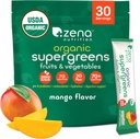 Zena Nutrition Organic Super Greens Toz, 70+ Superfoods, 0 Sugar, 3G Fiber, Spirulina, Chlorella, Antioksis, Prebiyotiks/Probiyotiks, Digestive Enzymes, Mango, 30 Drink Mixets