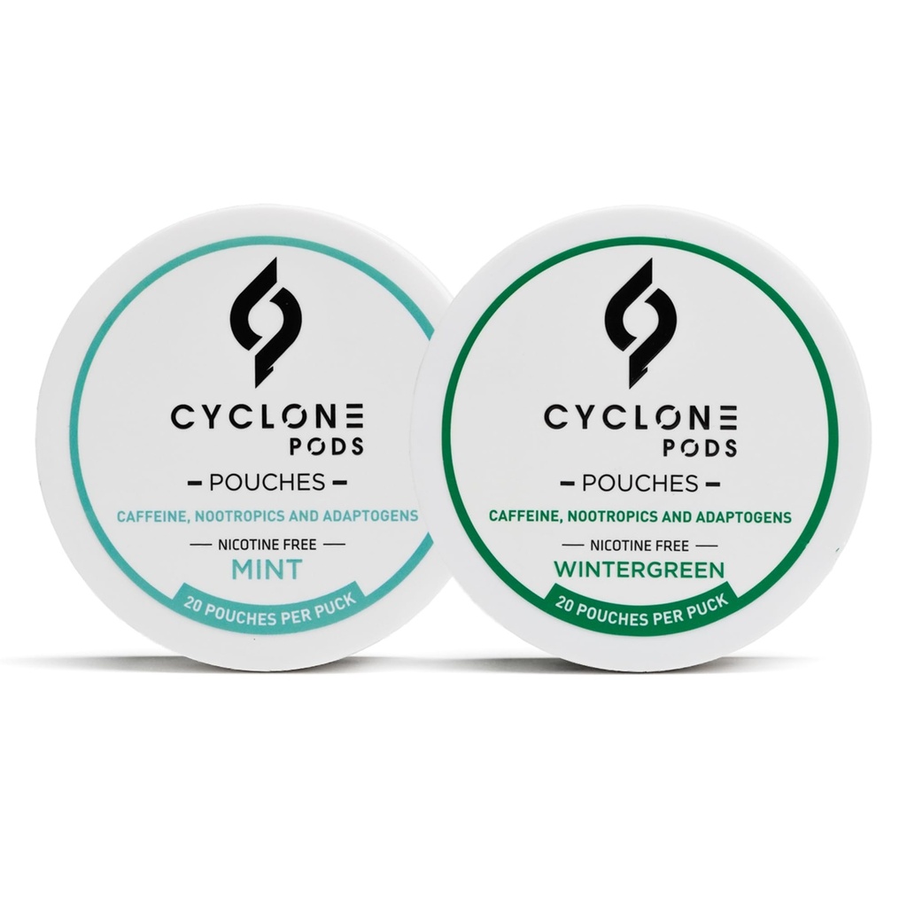 Wintergreen Pouches and Caffeine Pouches Mint Flavor 50mg (Pack of 2) | Cool Focus Pouches Nootropic | Sugar-Free Flavored Caffeine Pouches