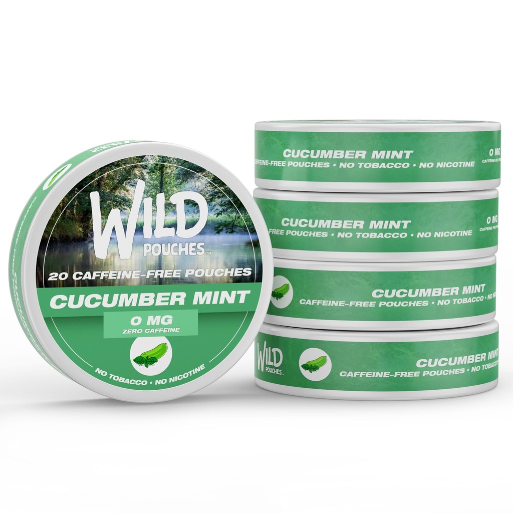 Wild 5 Pack 0mg Nicotine Free Pouches No Caffeine Cucumber Mint - 20 x Caffeine Free Pouches