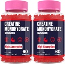 Creatine Monohydrate Gummies for Women & Men, Taurine & B6, Chewable Creatina Pre Workout Gummies for Max Strength & Muscle Growth, Energy, Endurance, Createine for Men & Women - 2 Μπουκάλια