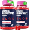 Women & Men, Taurine & B6 için Monohidrat Gummies, Chewable Kretina Pre Workout Gummies for Max Strength & Muscle growth, Energy, Endurance, Kres for Men & Women - 2 Şişes