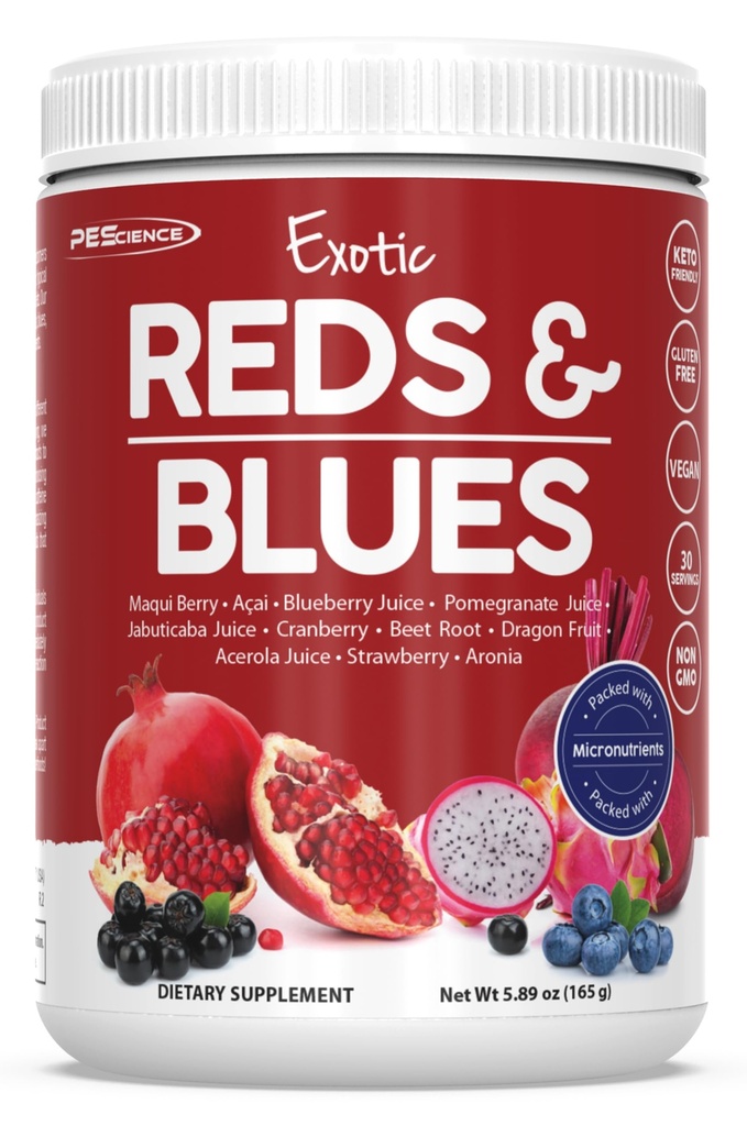 PE Science Reds & Blues Superfoods Toz, 30 Hizmet, Myo-Inositol Supplement, Beet Root Toz, Pomegranate ve Acai Ekstraksiyon, Freeze-Dried Antioksit
