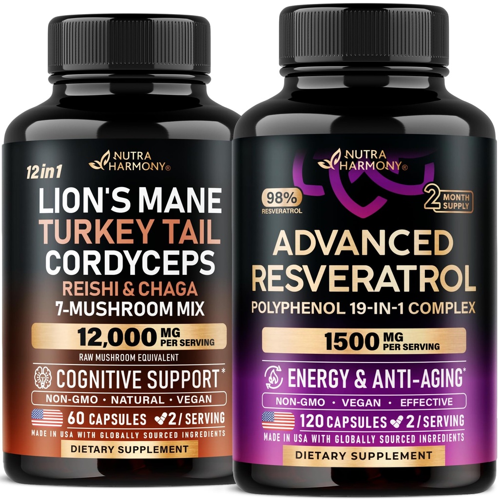 NUTRAHARMONY Mushroom Complex & Resveratrol Complex Capsules