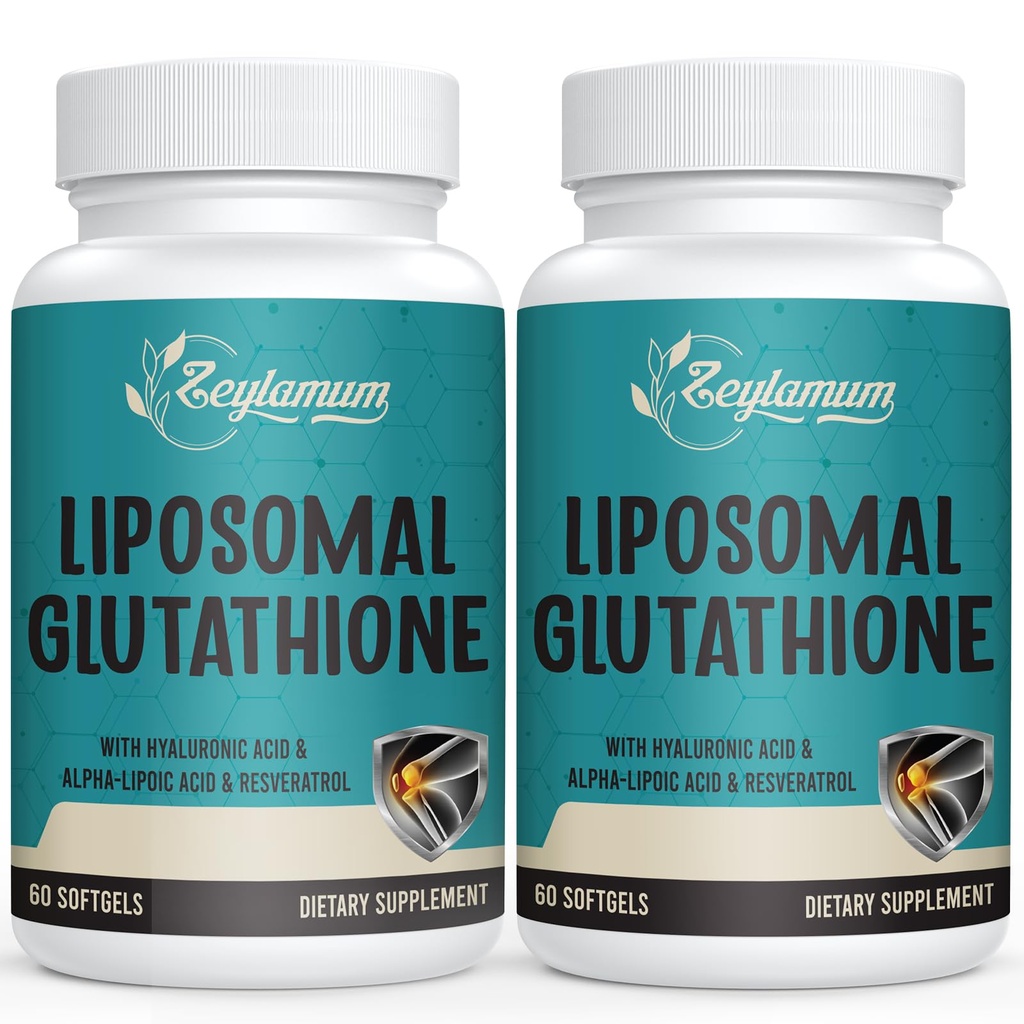 Zeylamum 2400 MG Liposomal Glutathione Softgels, Max Absorption, Active Form L-Glutathione Reduced (GSH), with Hyaluronic Acid, Resveratrol, Master Antioxidants for Brain, Immune System, 120 Softgels