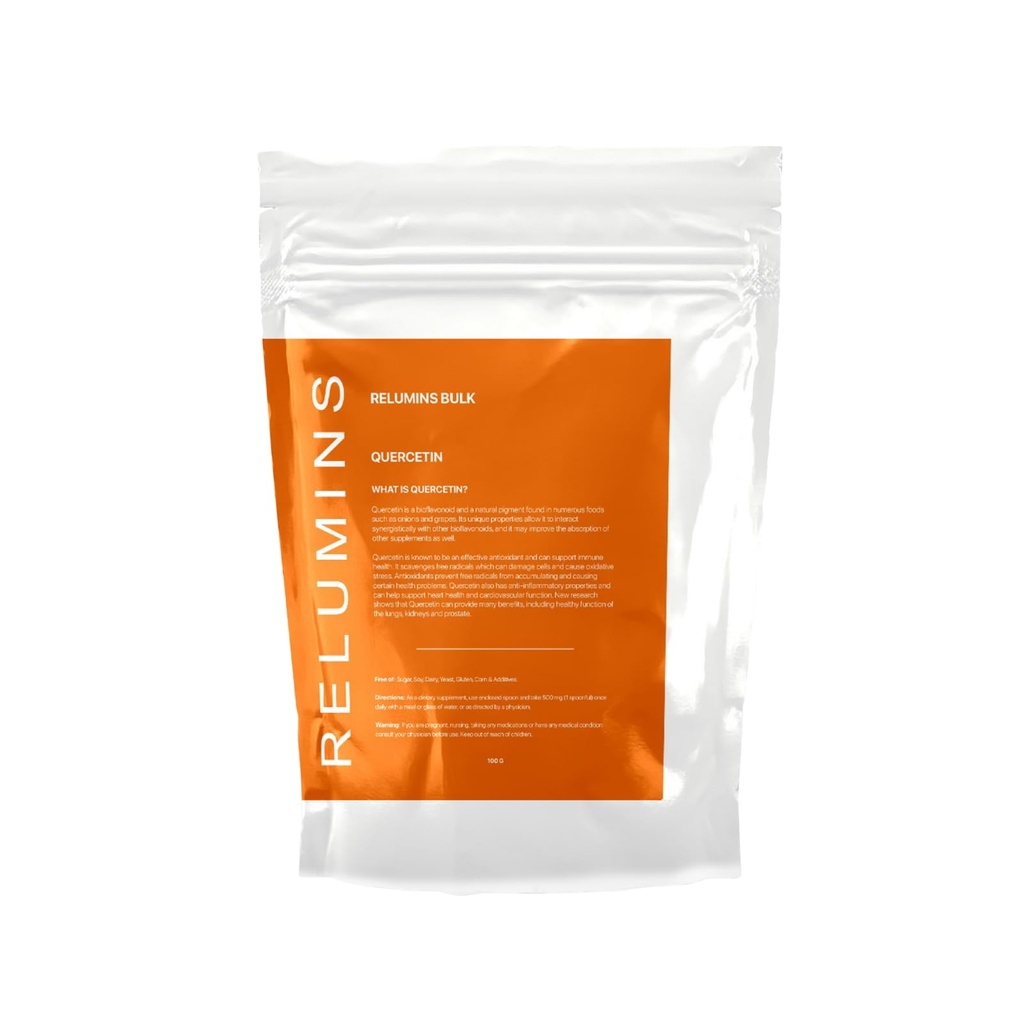 Relumins PUREPOWDER Quercetin – Premium Bulk 100g Powder for Antioxidant Support, Overall Wellness, Enhanced Energy, Immune Defense, and Daily Health Boost