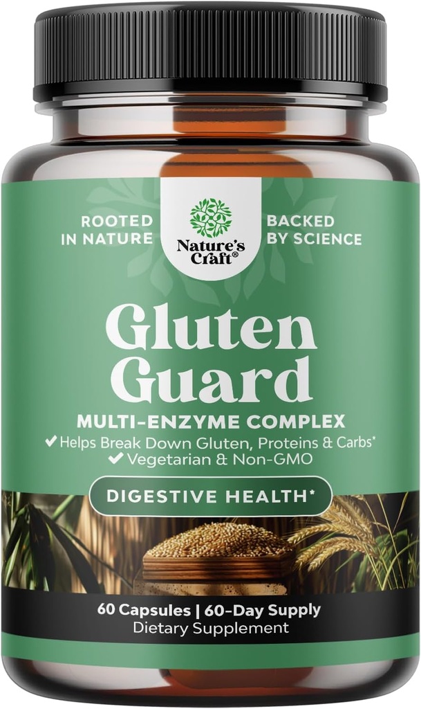 Gluten Digestive Enzymes for intolerance - Gluten Digestive Enzymes for Women & Men for Debloat with DPP IV Mix Plus Lipase Amylase Bromelain for Gut Health & Digestion Support - 60 Ct