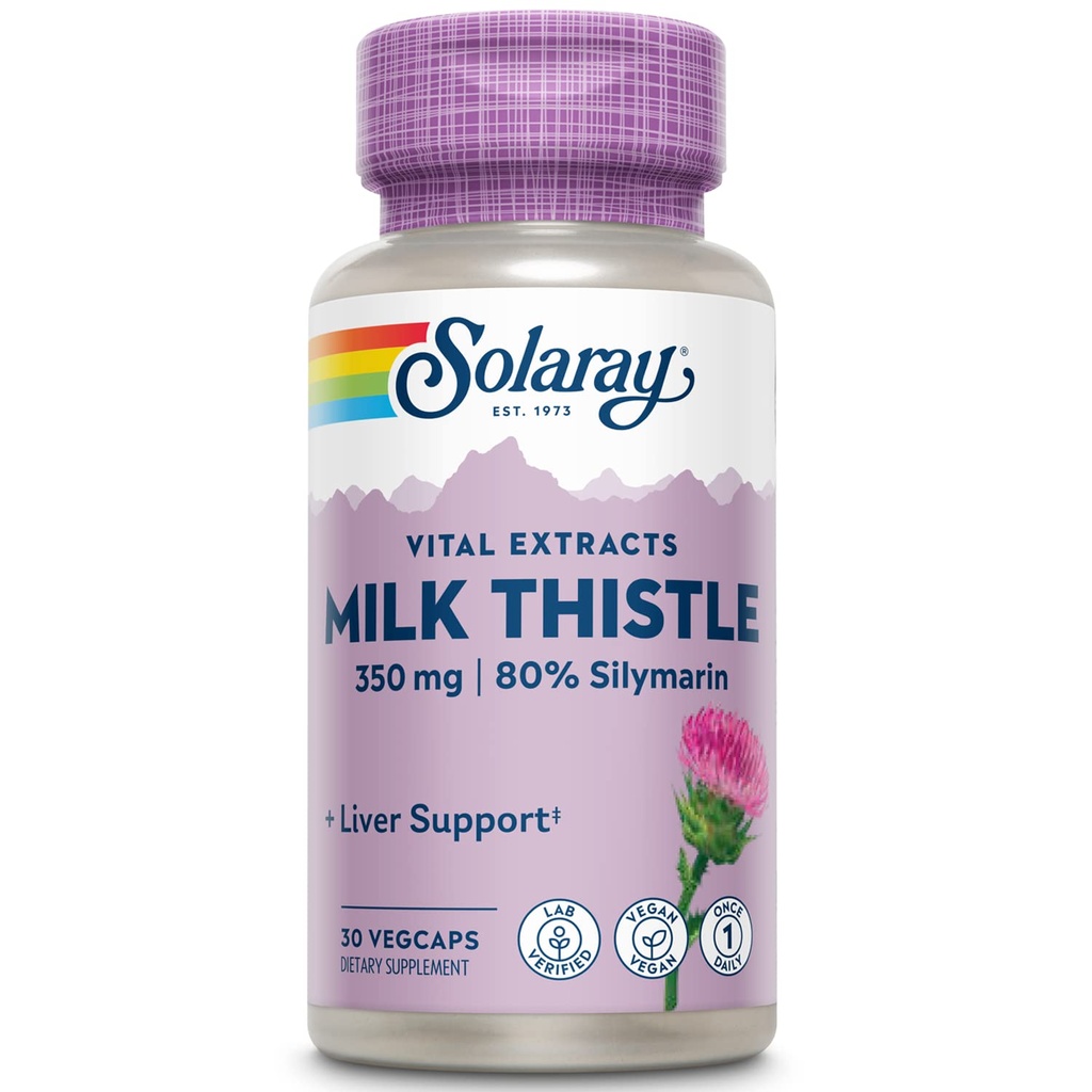 SOLARAY Süt Butle Tohum Taklit 350 mg,% 80 Silymarin, Geleneksel Canlı Destek, Vegan & Lab Kalite için Onaylandı, 60 Gün Para Garantisi, 30 Hizmet, 30 VegCaps