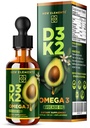New Elements Liquid Vitamin D3 + K2 Drops 10,000 IU with Omega-3 – High Absorption for Bone, Immune & Heart Support | Pure Avocado Oil Base | Non-GMO – 2 fl oz (60 ml)