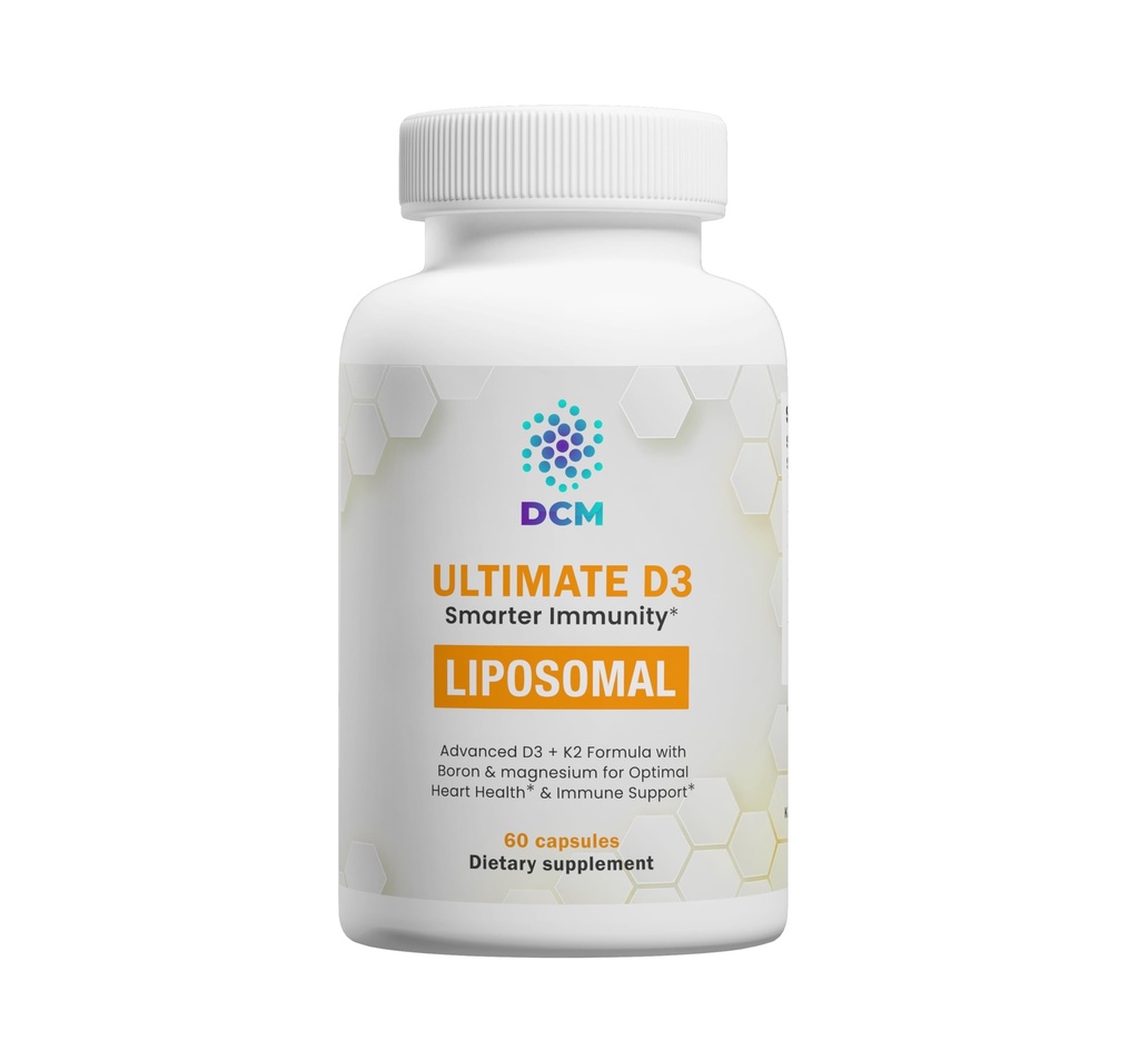 DCM Ultimate D3 Liposomal Vitamin D3 + K2 5000 IU with Boron & Magnesium - High Absorption Immune & Heart Health Support - 60 Capsules