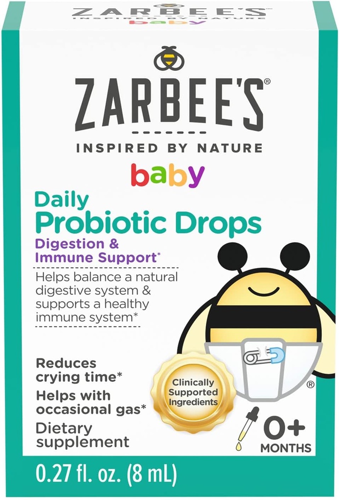 Zarbee's Baby Probiyotik Drops, Daily Digestive + Immune Support, Newborn Infant & Up, 0.27 Fl Oz Oz Oz